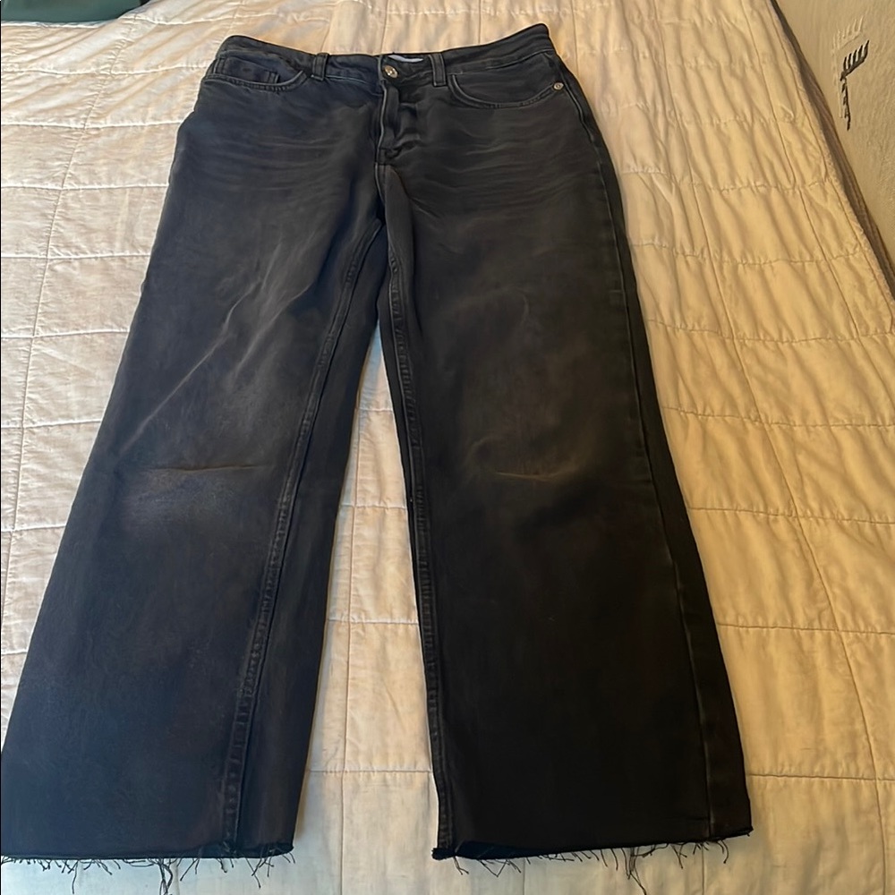 Zara washed Black ankle Flare Jeans